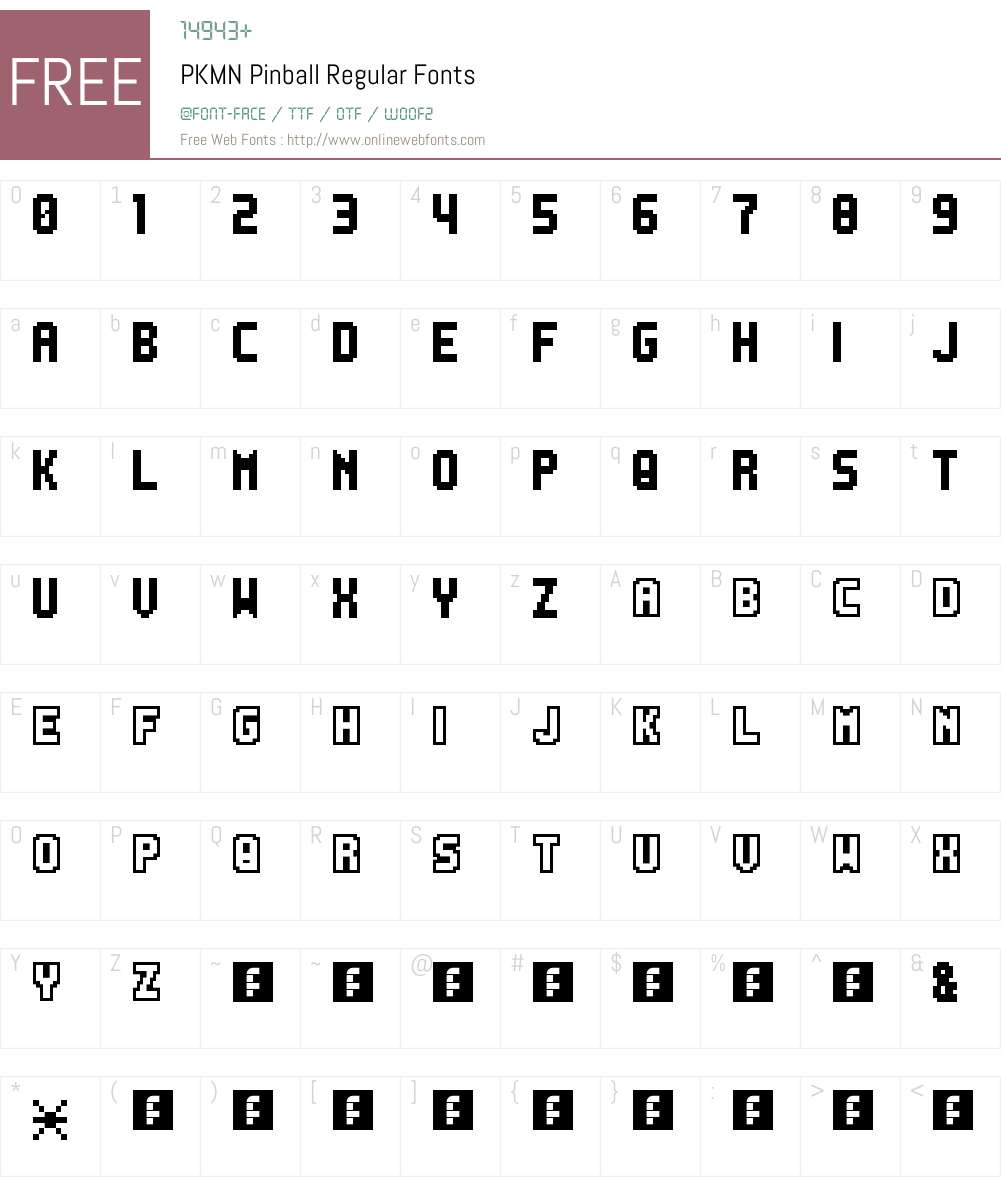 PKMN Pinball Font Screenshots