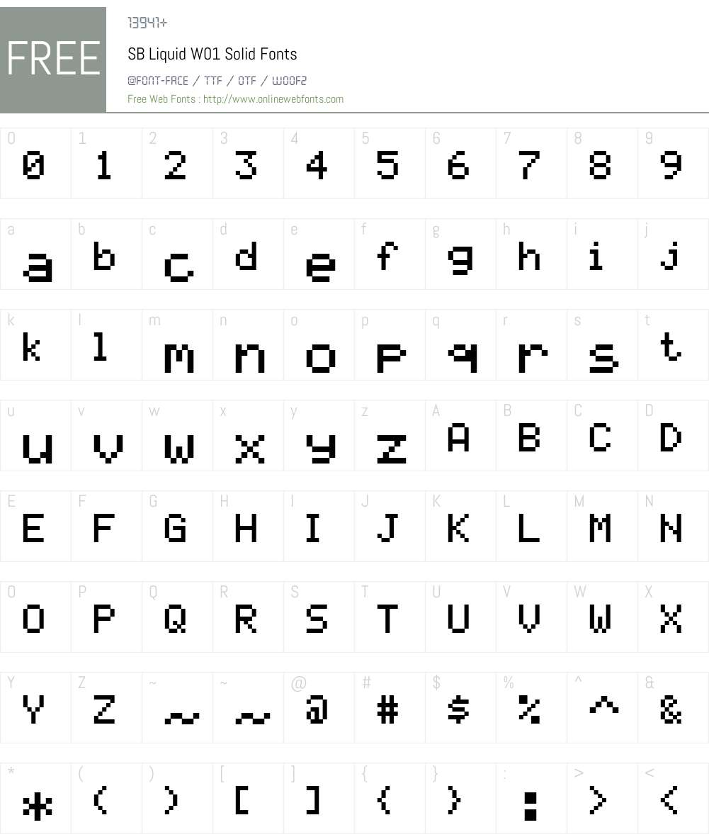 SBLiquidW01-Solid Font Screenshots