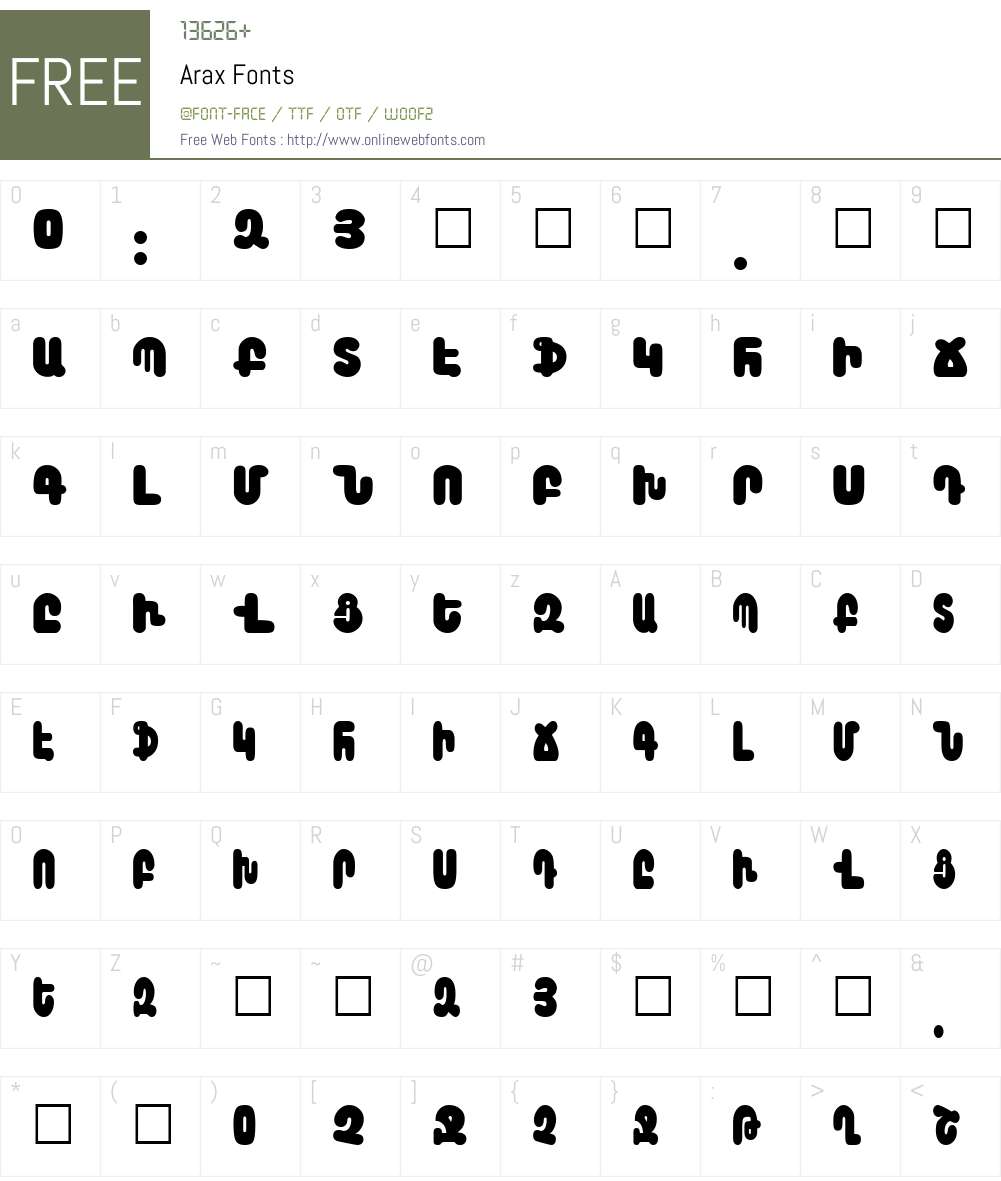 Arax Font Screenshots