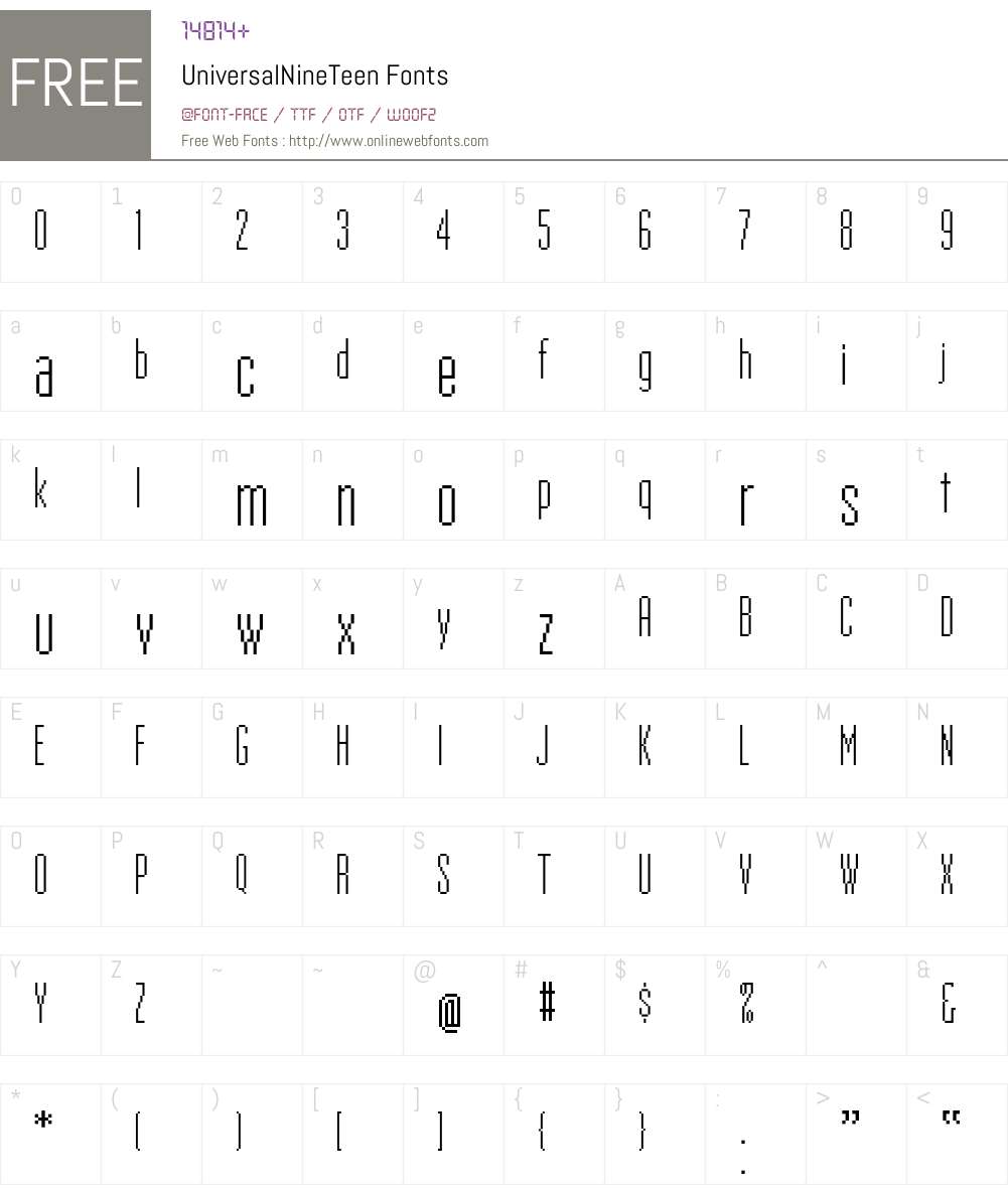UniversalNineTeen Font Screenshots