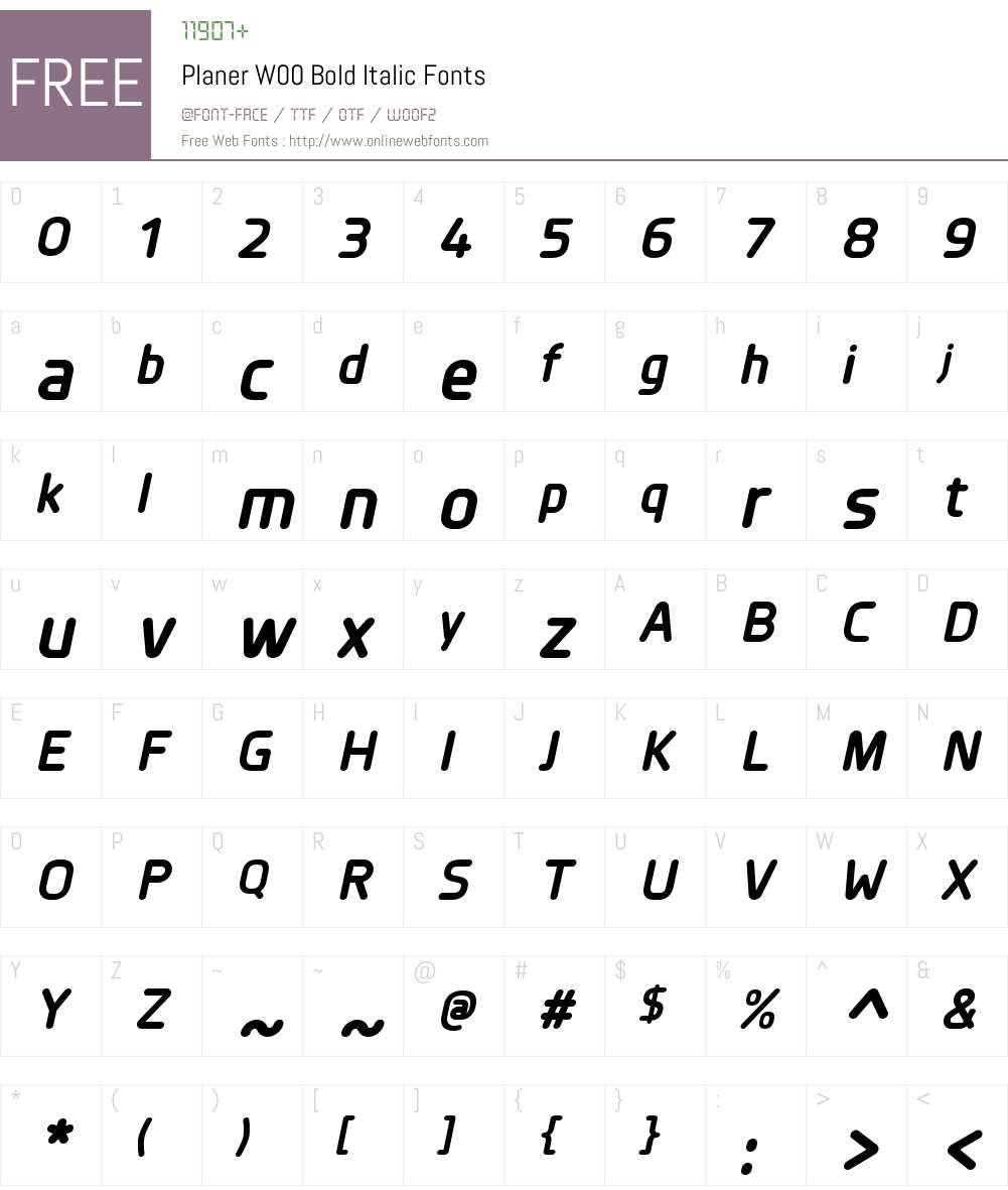 PlanerW00-BoldItalic Font Screenshots
