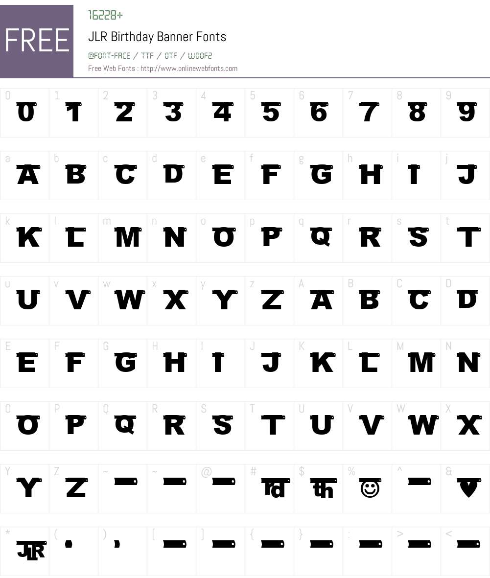 JLR Birthday Banner Font Screenshots