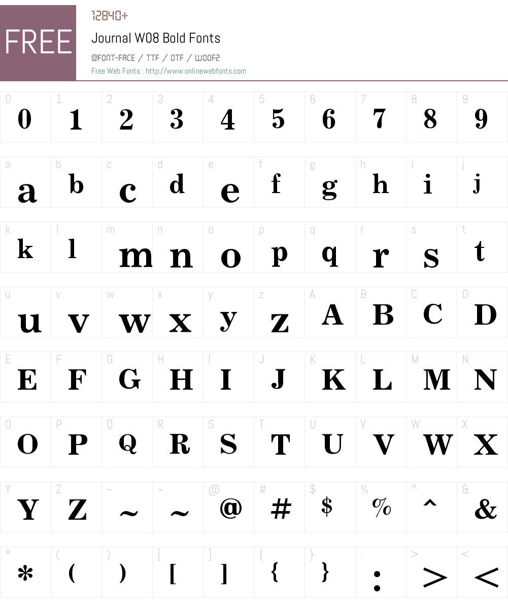 Journal Font Screenshots