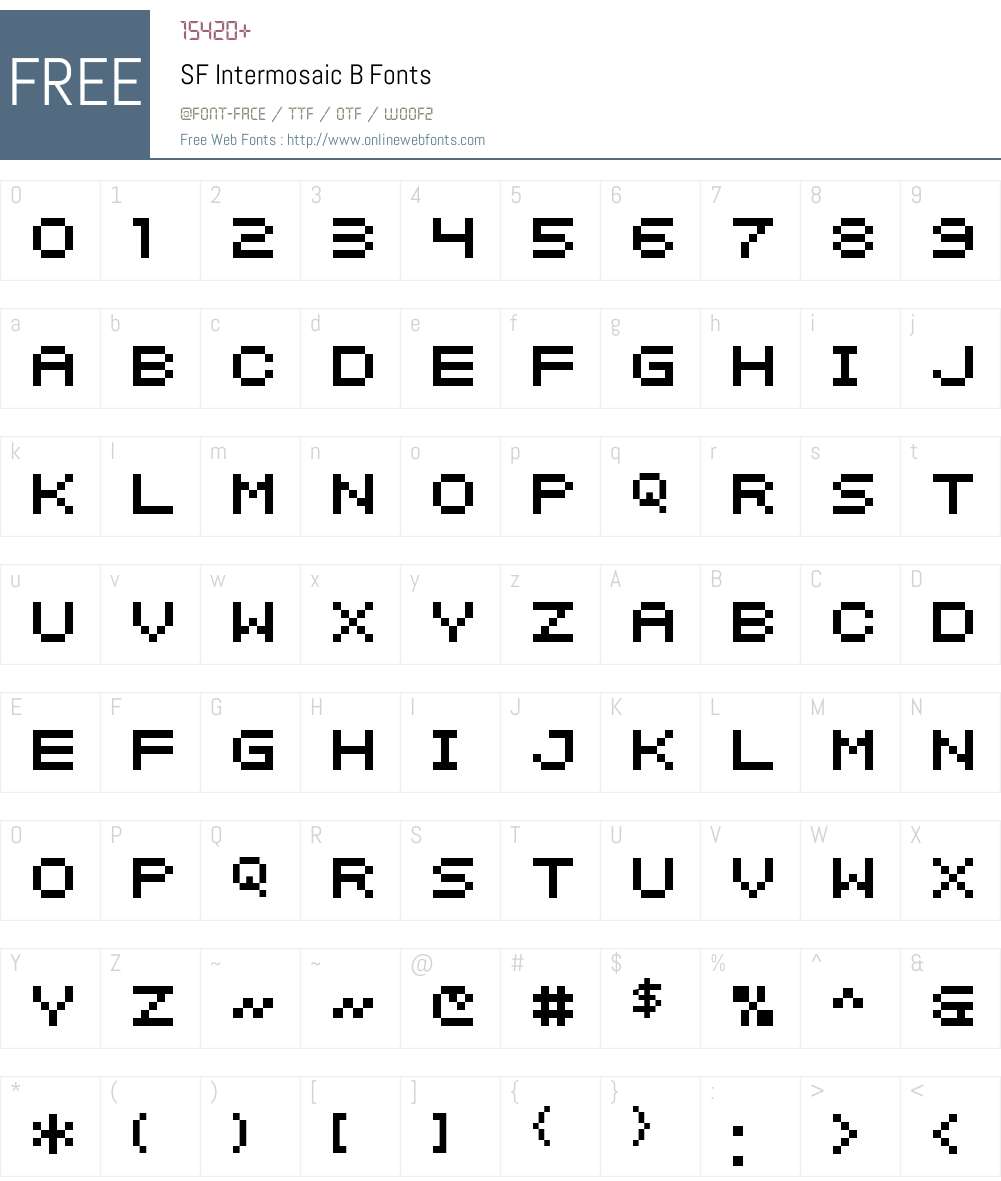 SF Intermosaic B Font Screenshots