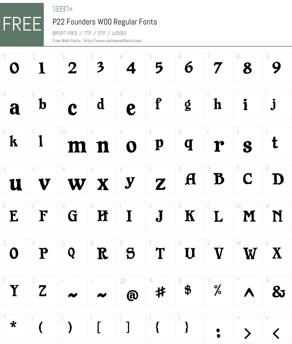 P22FoundersW00-Regular Font Screenshots