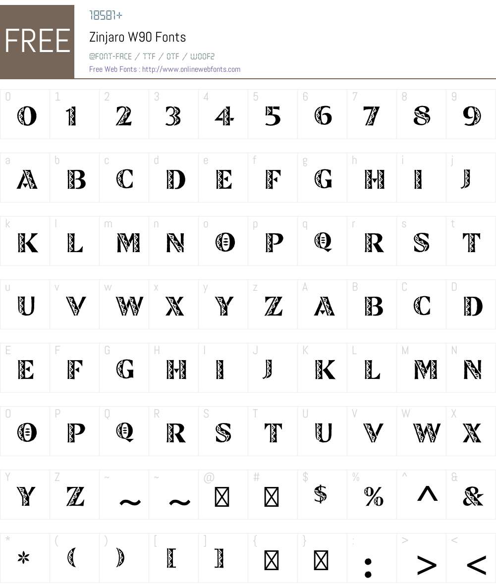 ZinjaroW90 Font Screenshots