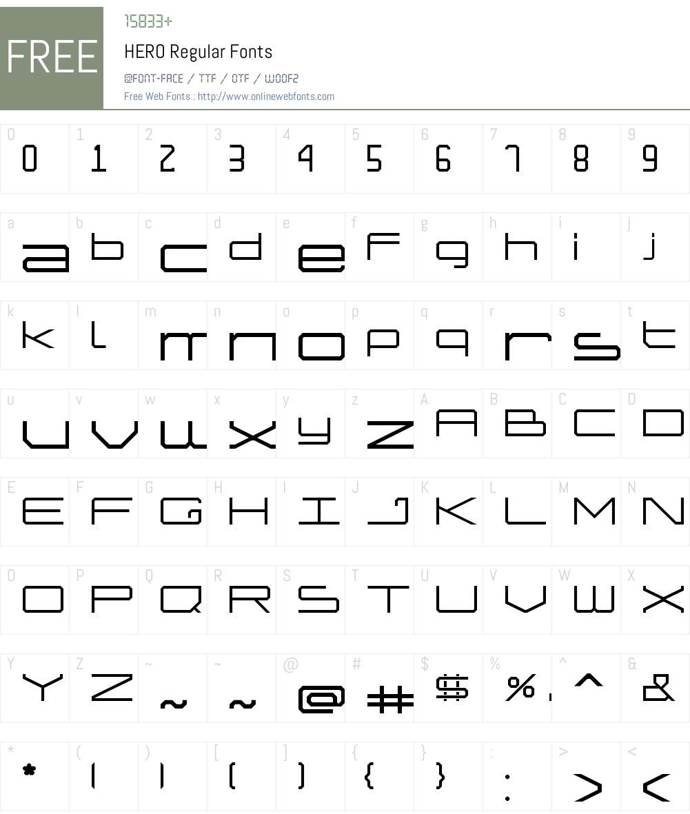 HERO Font Screenshots
