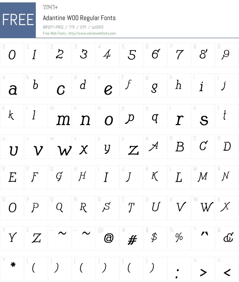 AdantineW00-Regular Font Screenshots