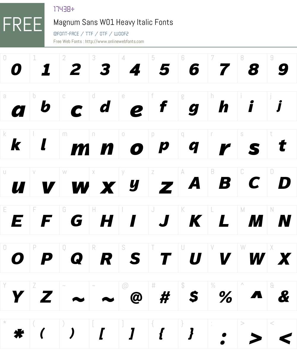 MagnumSansW01-HeavyItalic Font Screenshots
