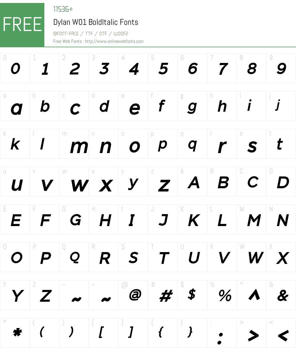 DylanW01-BoldItalic Font Screenshots