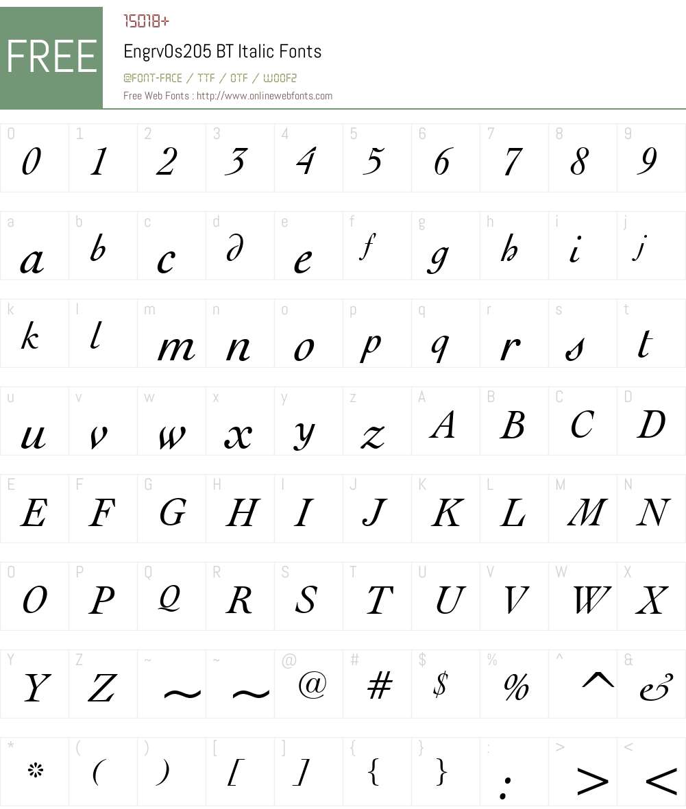 EngrvOs205 BT Font Screenshots