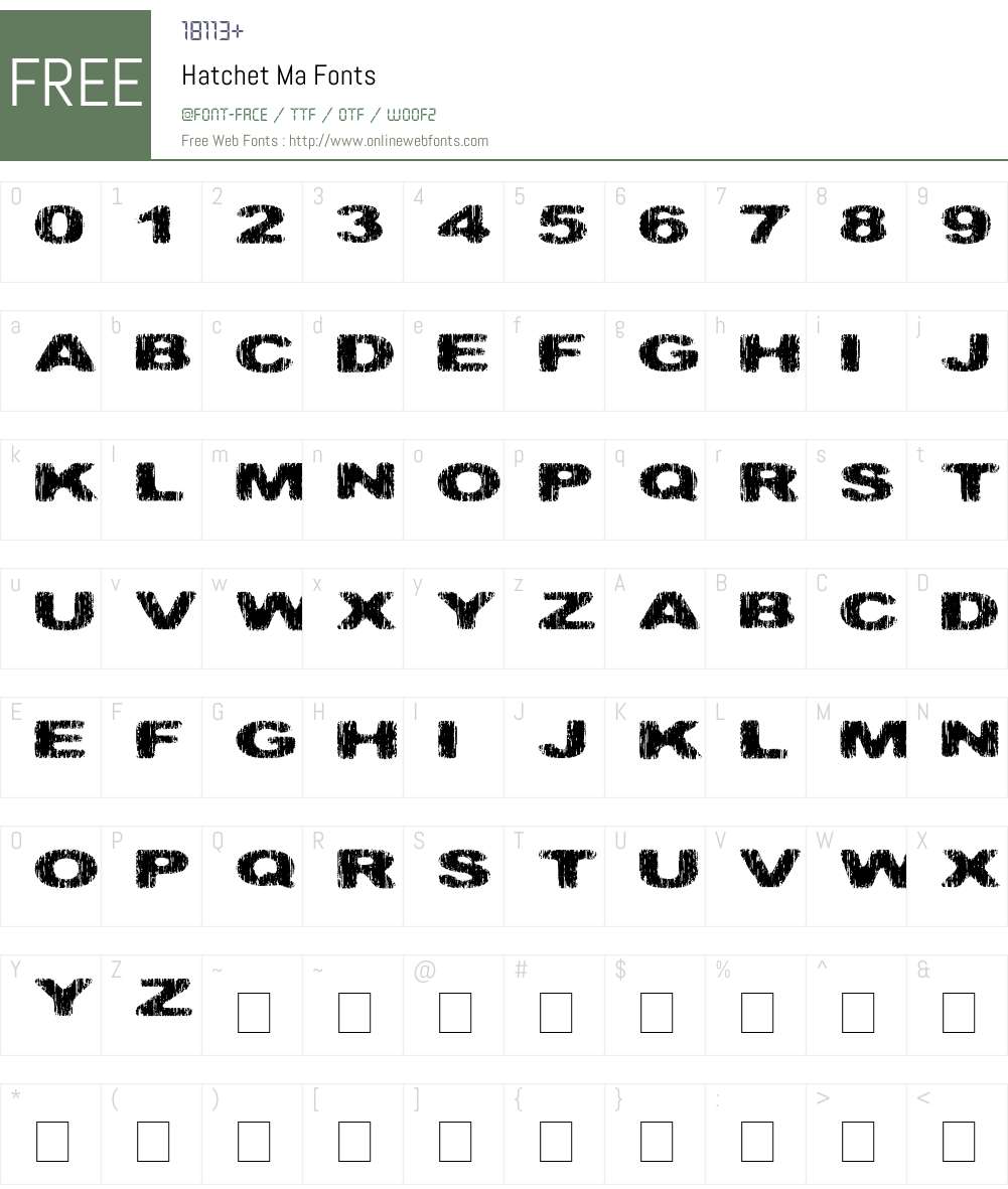 Hatchet Ma Font Screenshots