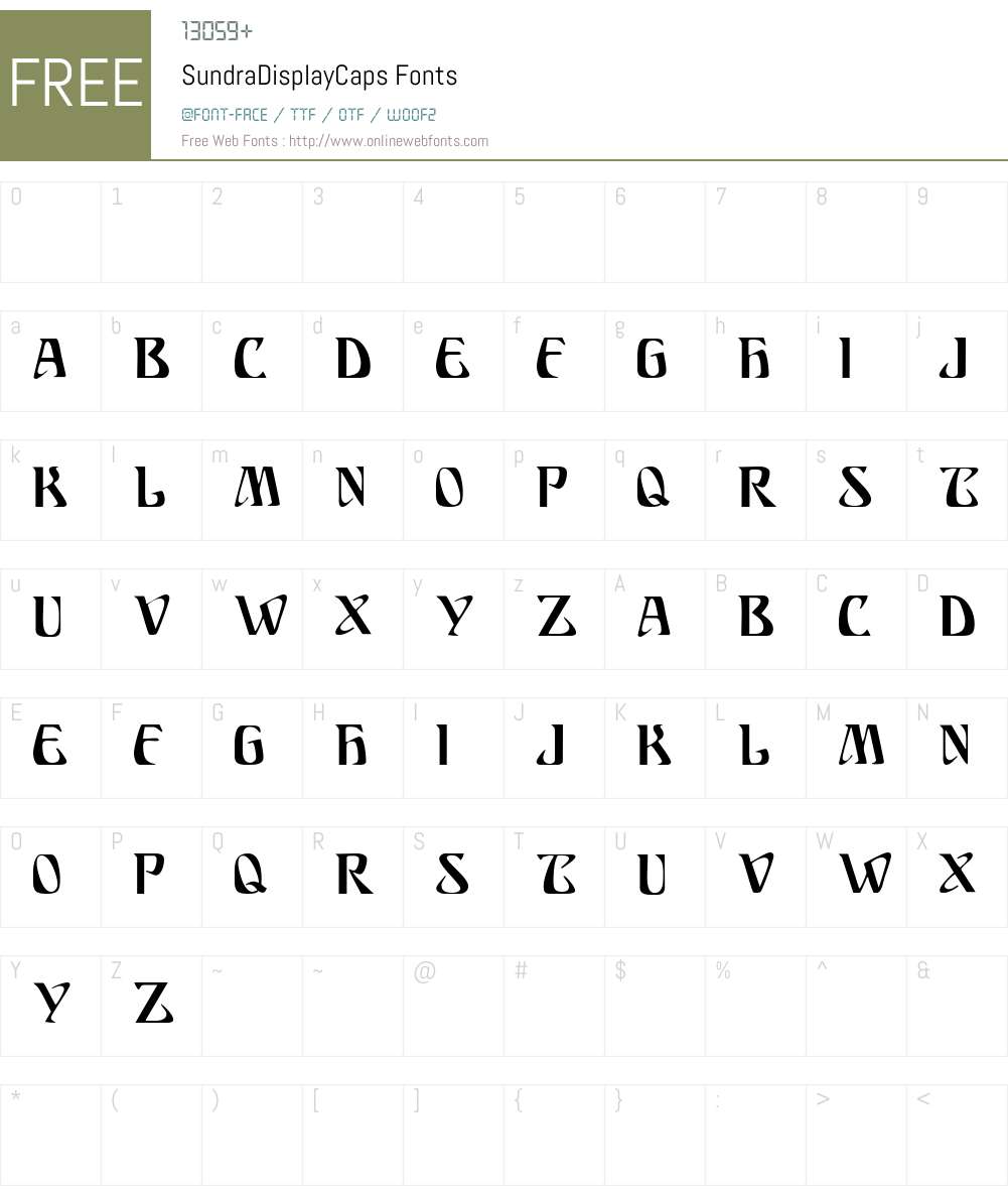 SundraDisplayCaps Font Screenshots