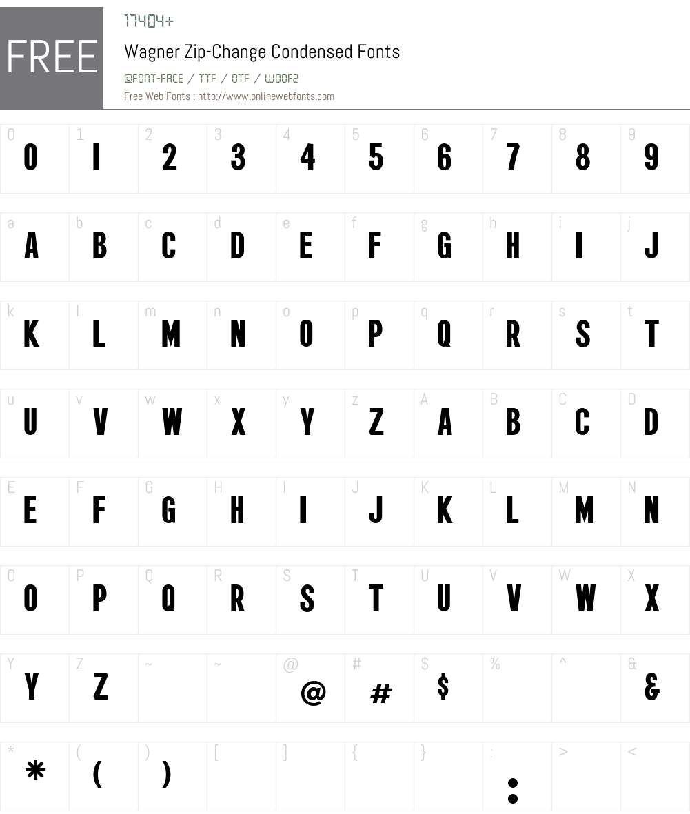 Wagner Zip-Change Condensed Font Screenshots
