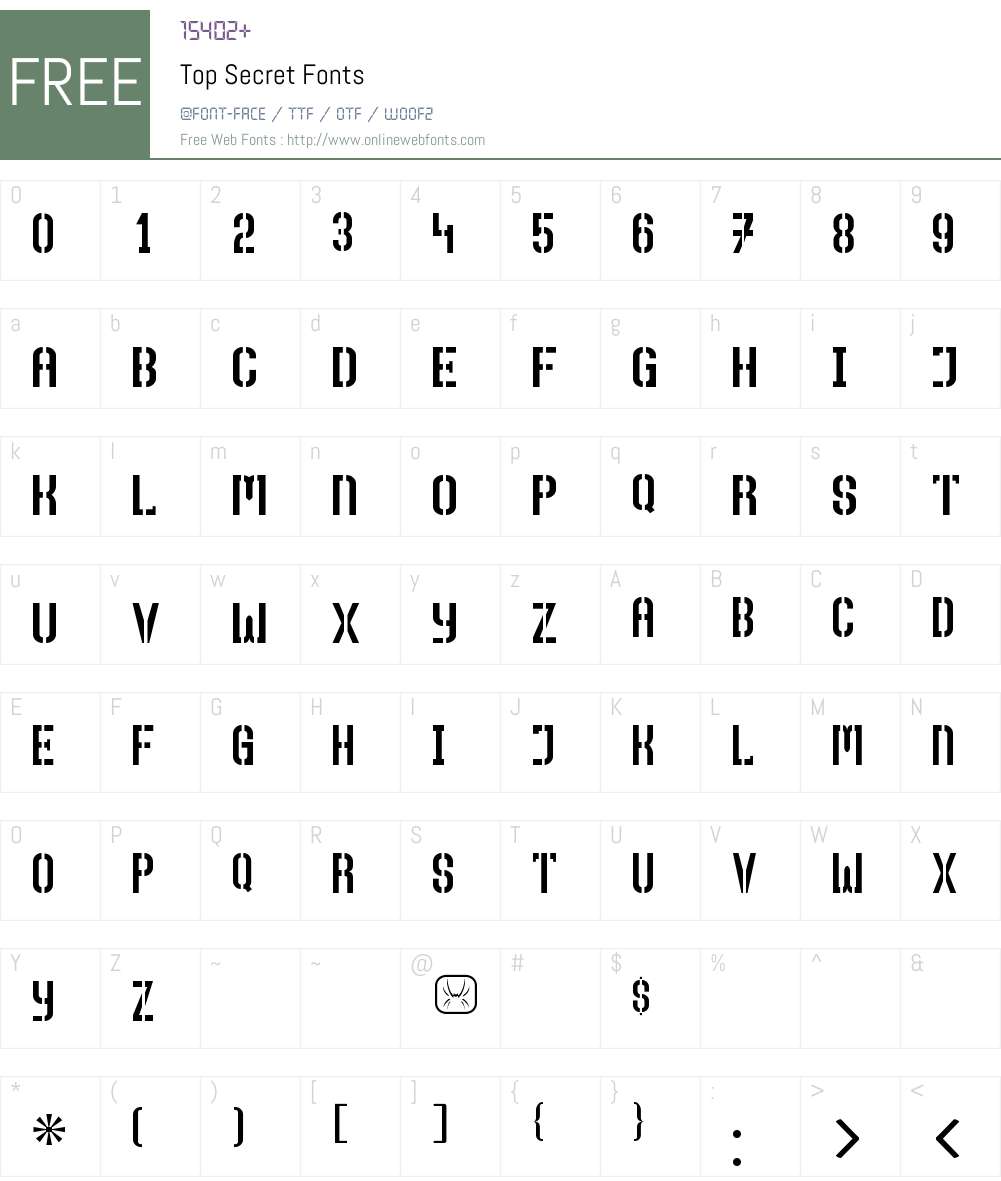 Top Secret Font Screenshots