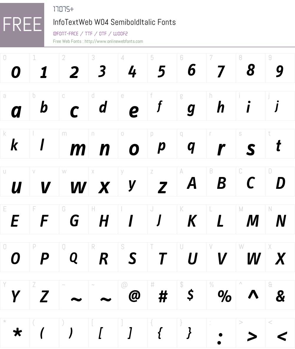 FF Info Text Font Screenshots