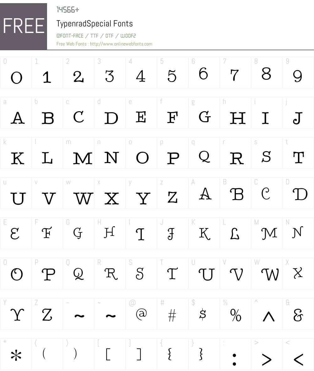 TypenradSpecial Font Screenshots