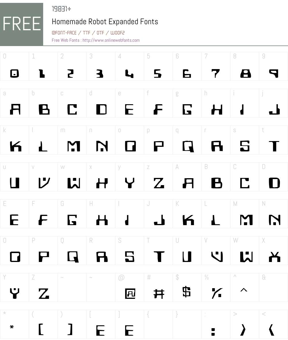 Homemade Robot Expanded Font Screenshots
