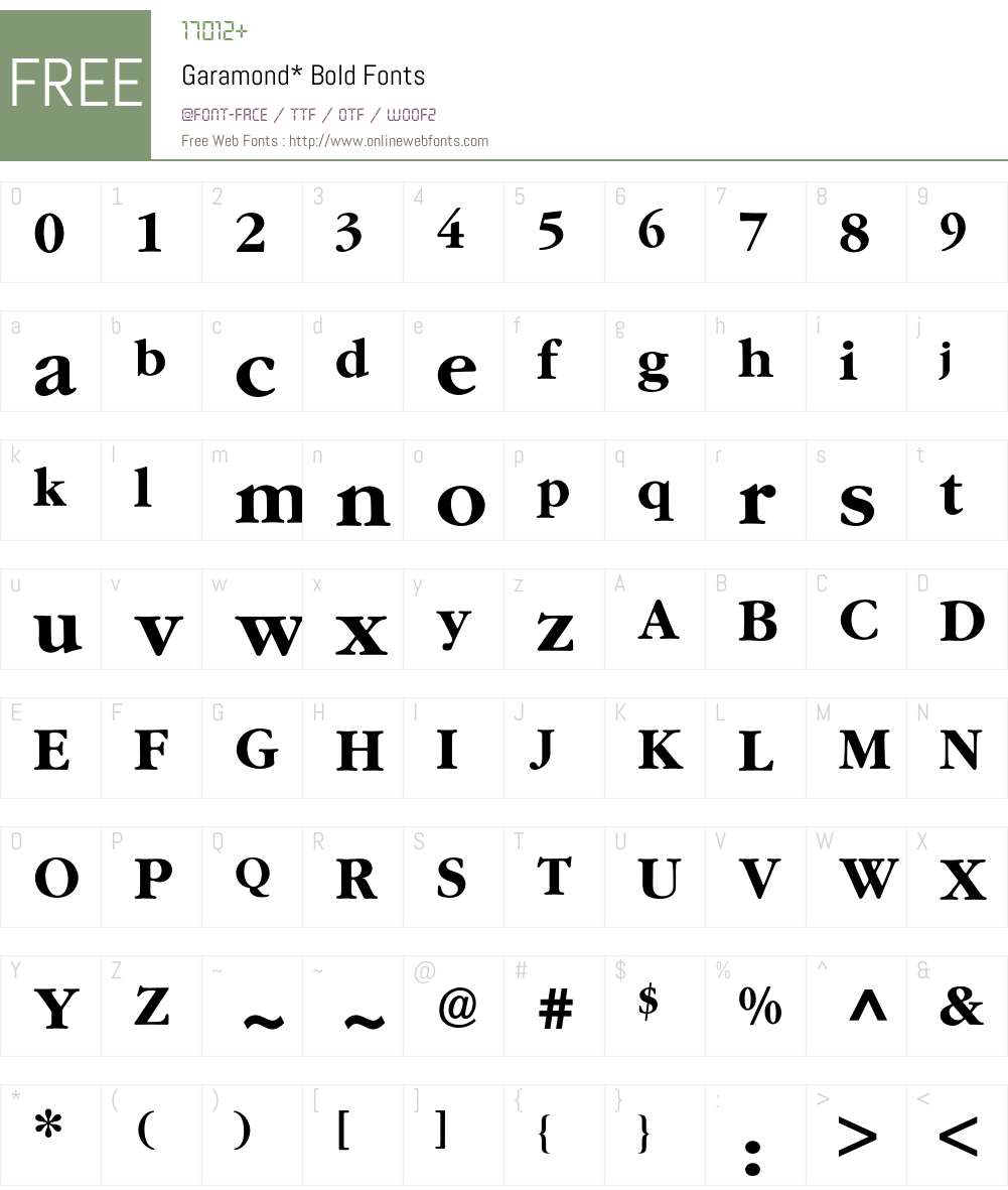 Garamond ITC BQ Font Screenshots
