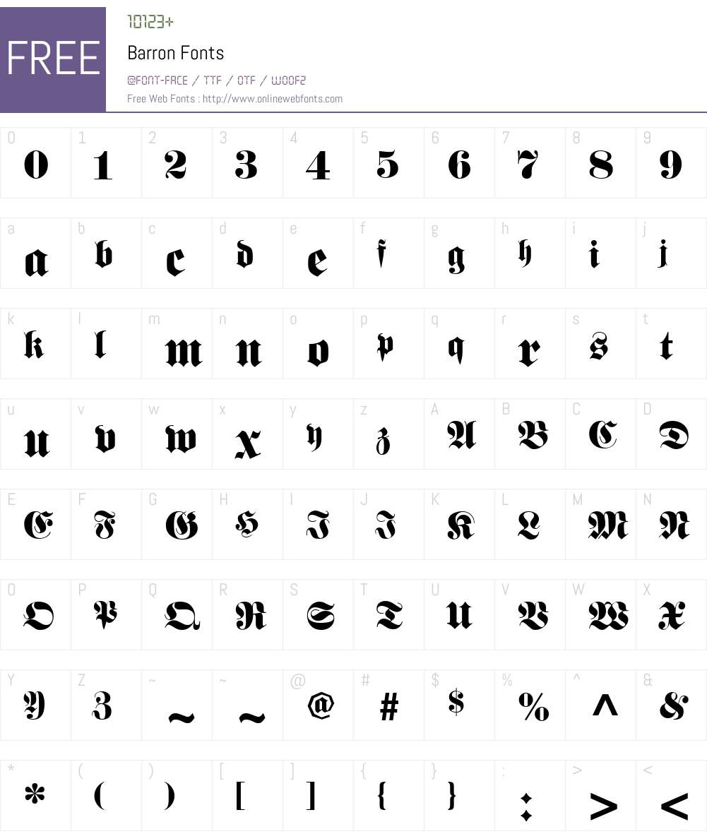 Barron Font Screenshots