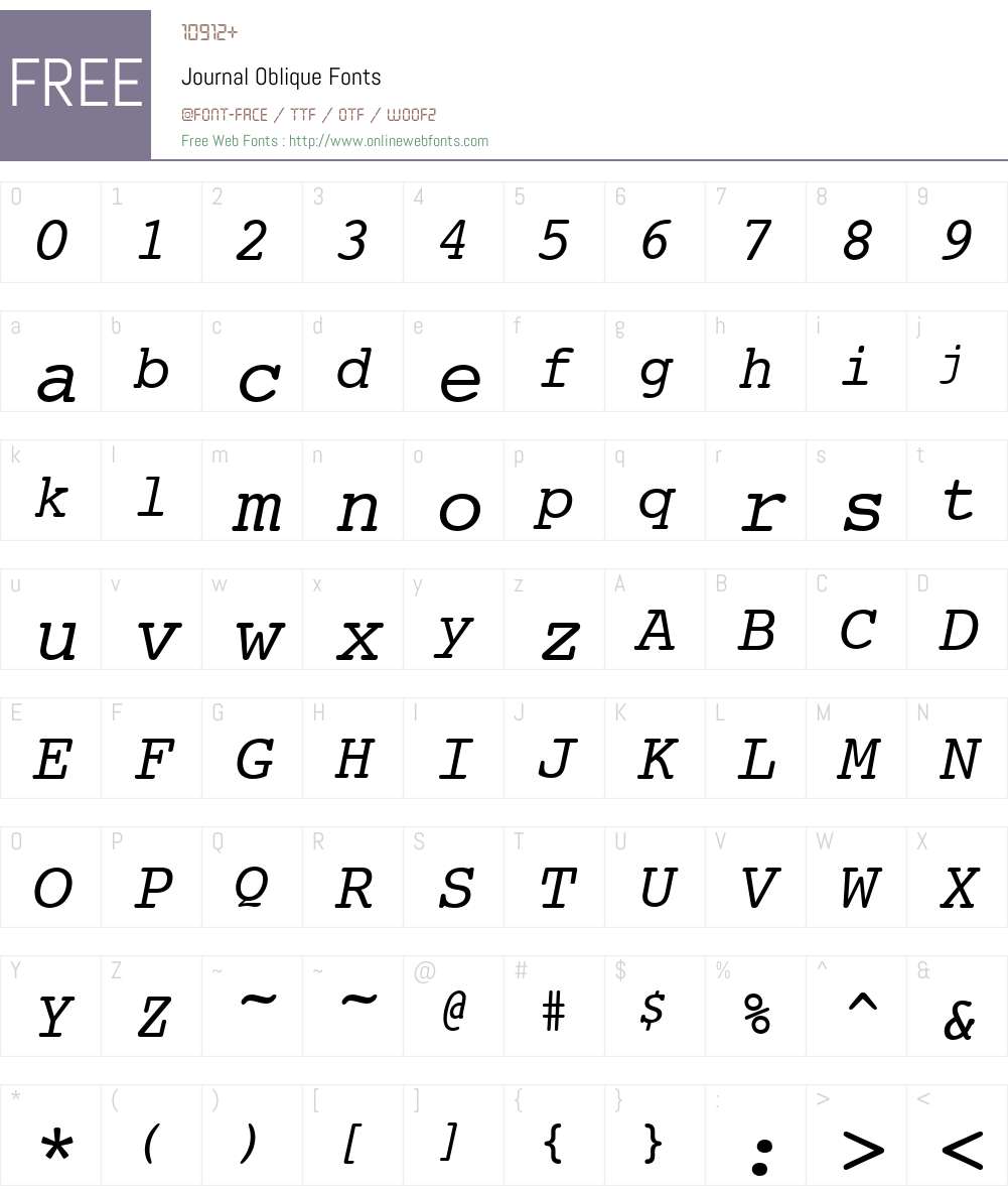 Journal Font Screenshots