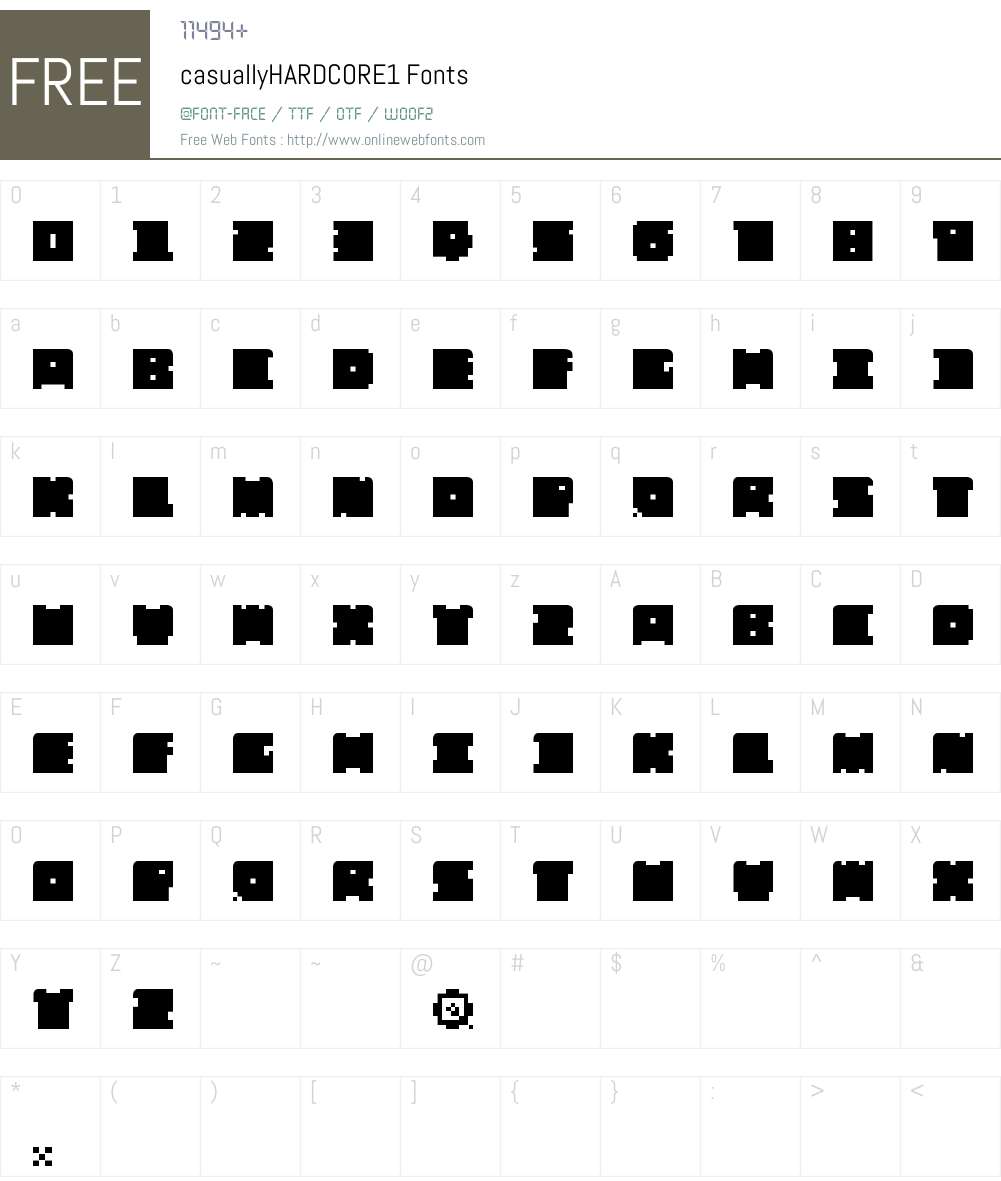 casuallyHARDCORE1 Font Screenshots