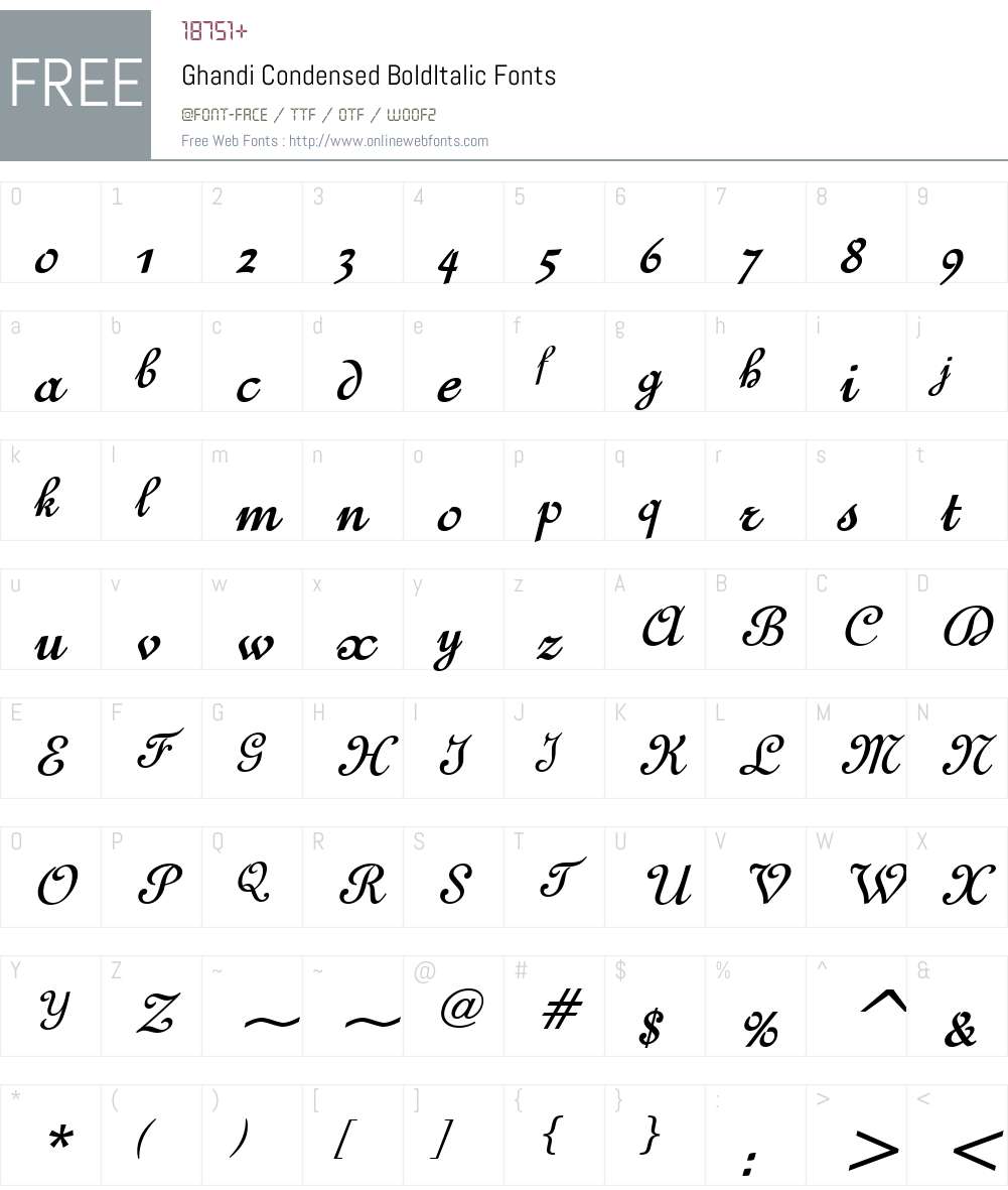 Ghandi Condensed Font Screenshots
