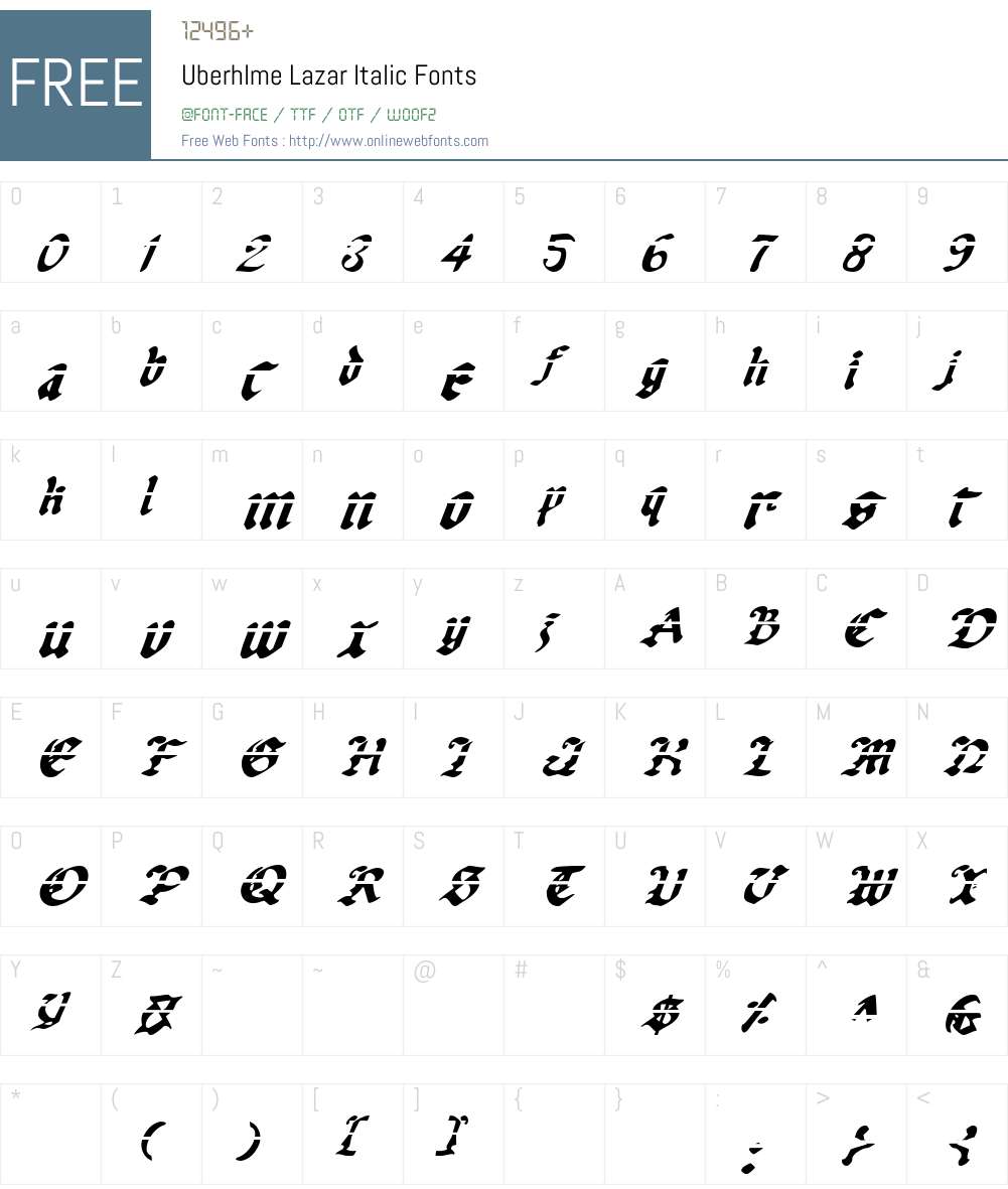 Uberhlme Lazar Italic Font Screenshots