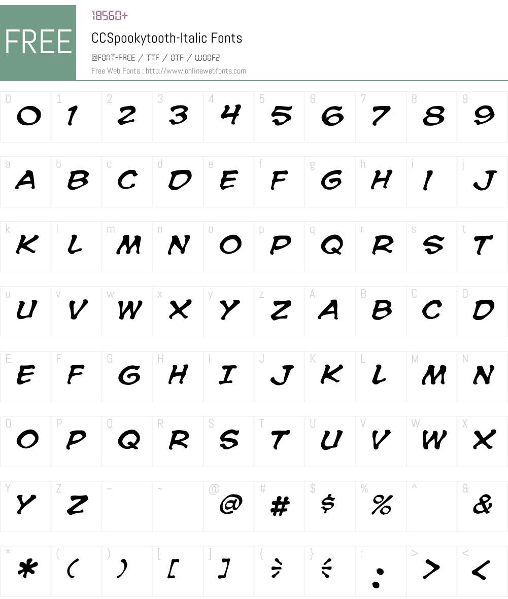 CCSpookytooth Font Screenshots