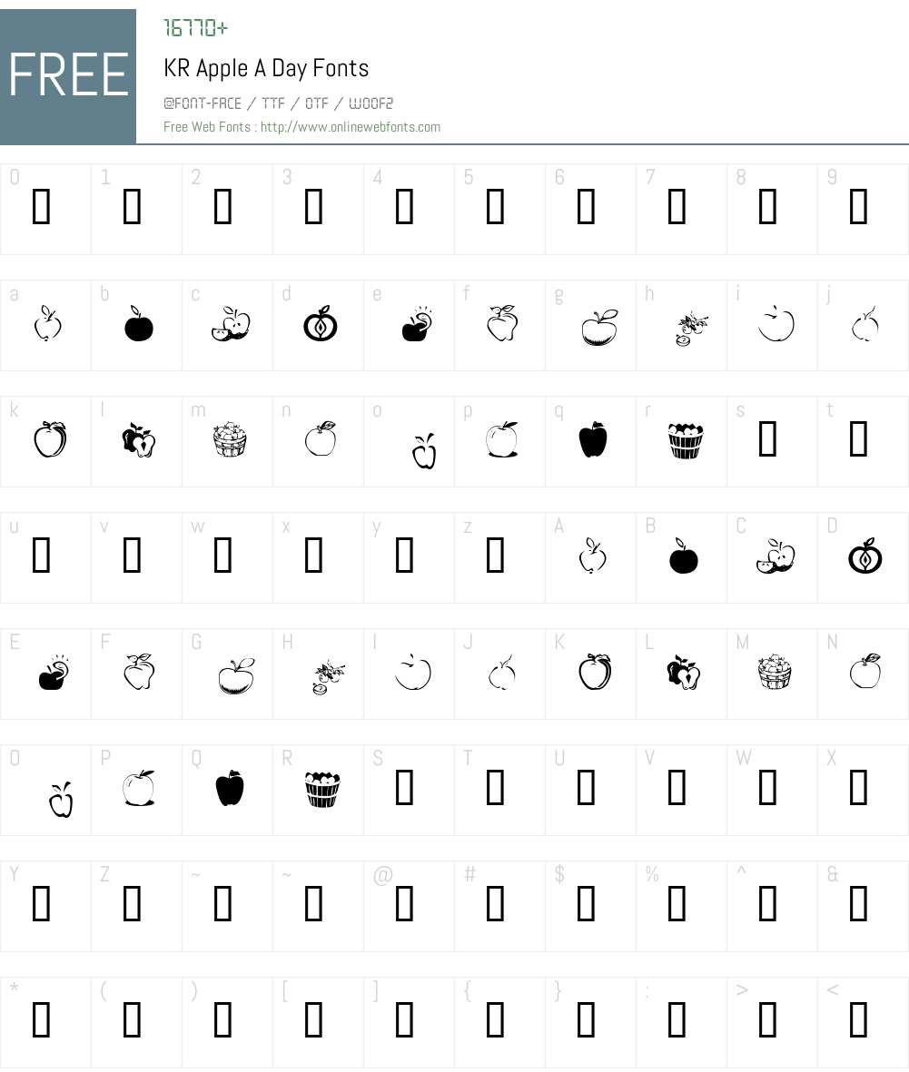 KR Apple A Day Font Screenshots