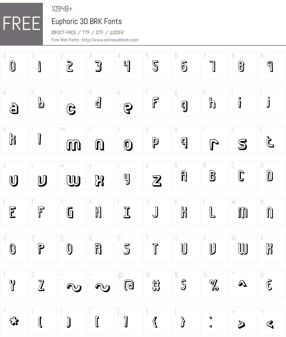 Euphoric 3D BRK Font Screenshots