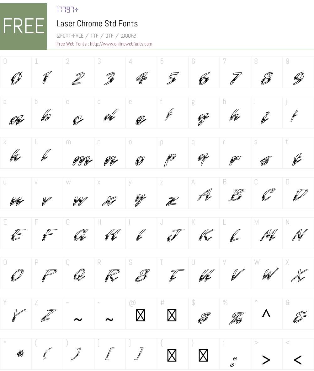 Laser Chrome Std Font Screenshots