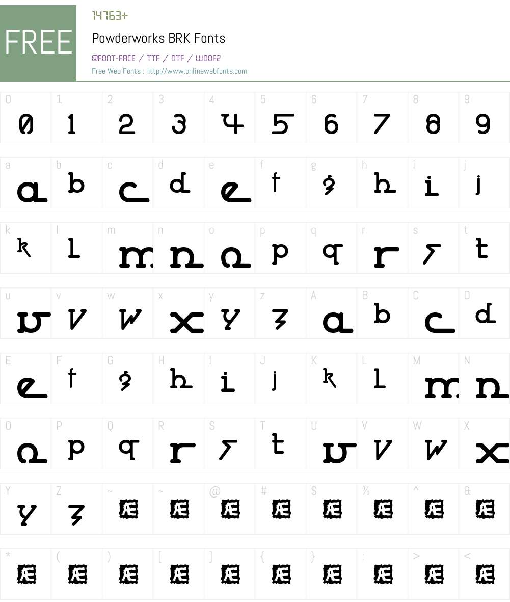 Powderworks BRK Font Screenshots