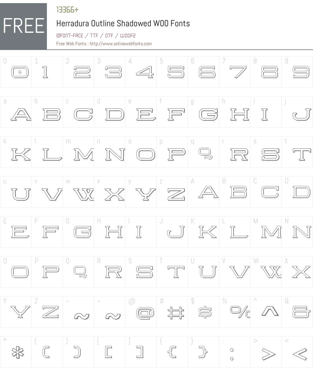 HerraduraOutlineShadowedW Font Screenshots