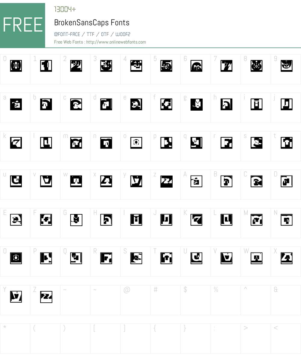 BrokenSansCaps Font Screenshots
