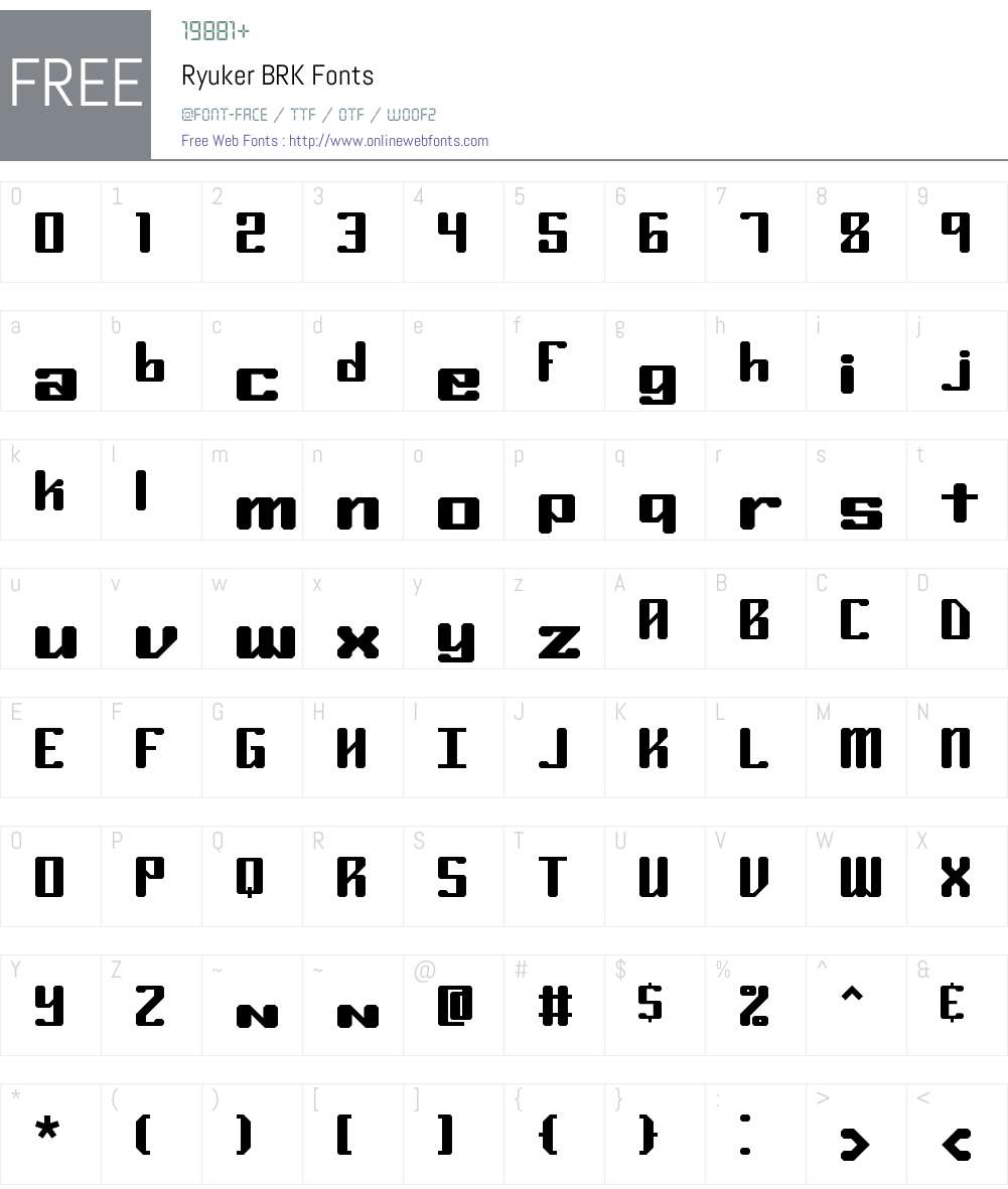 Ryuker BRK Font Screenshots