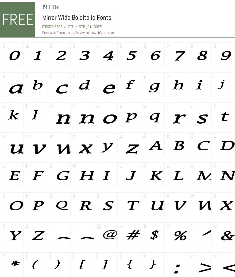Mirror Wide Font Screenshots