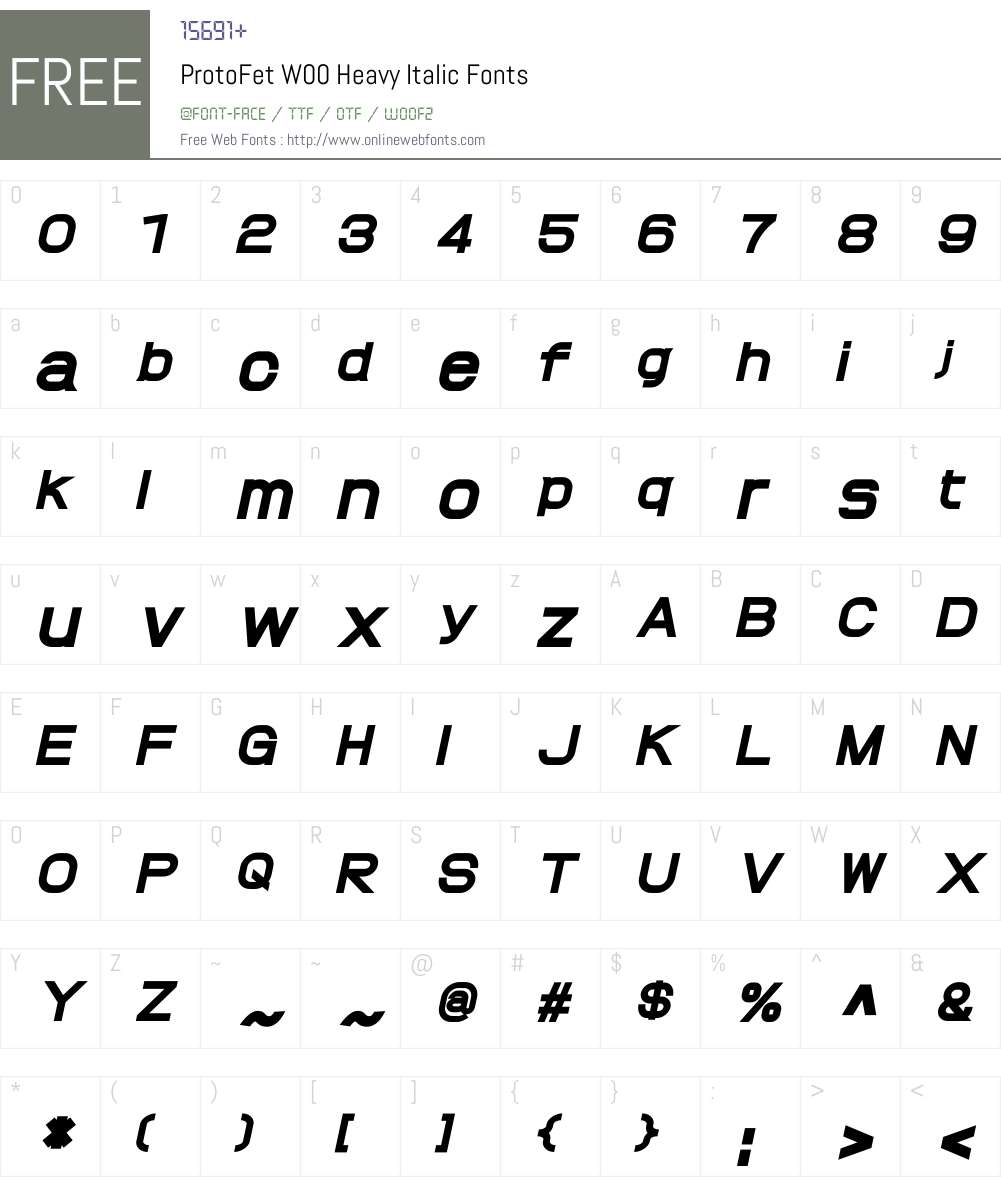 ProtoFetW00-HeavyItalic Font Screenshots