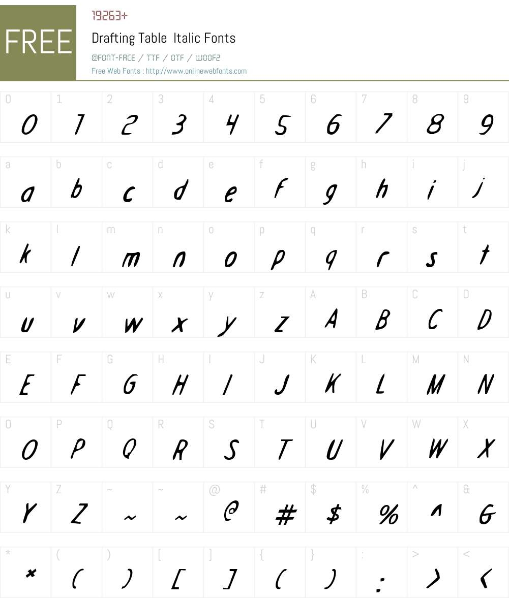 Drafting Table Italic Font Screenshots