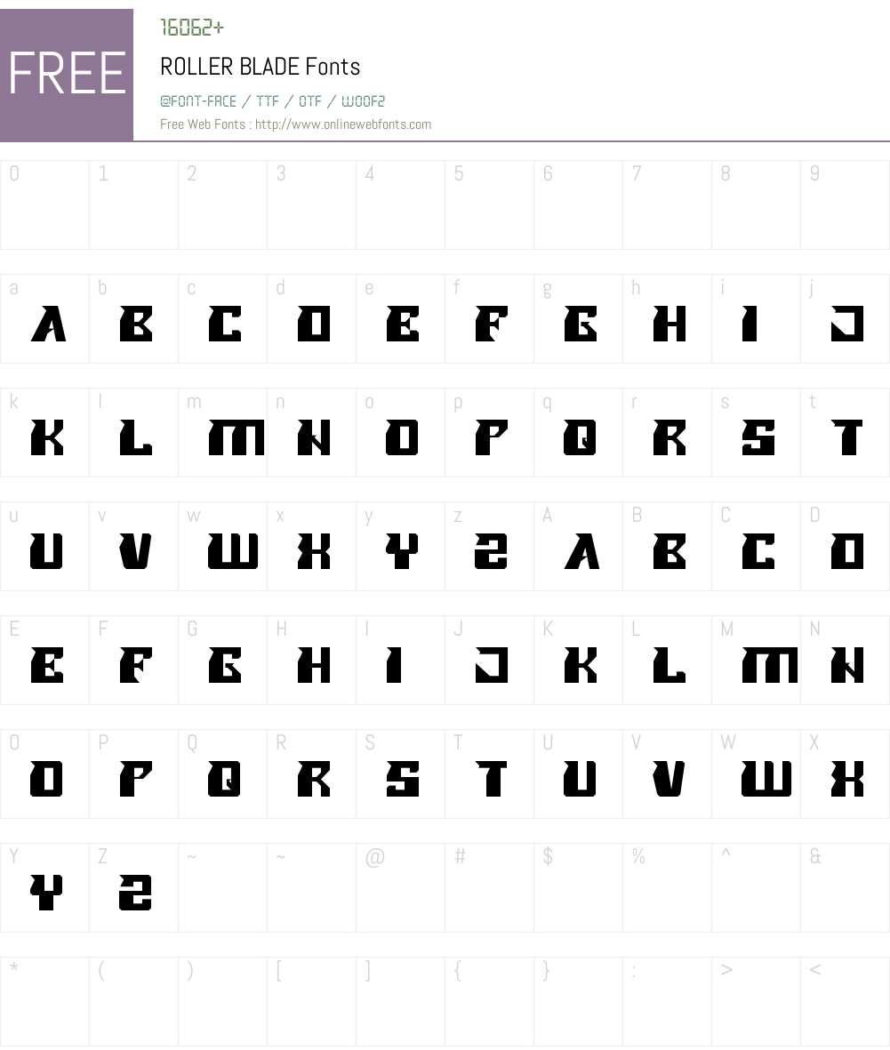 ROLLER BLADE Font Screenshots