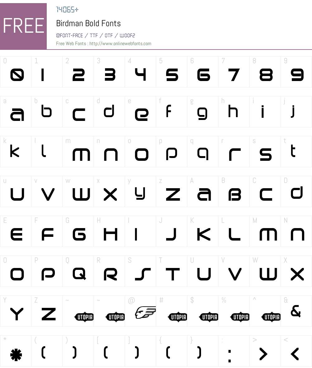 Birdman Font Screenshots