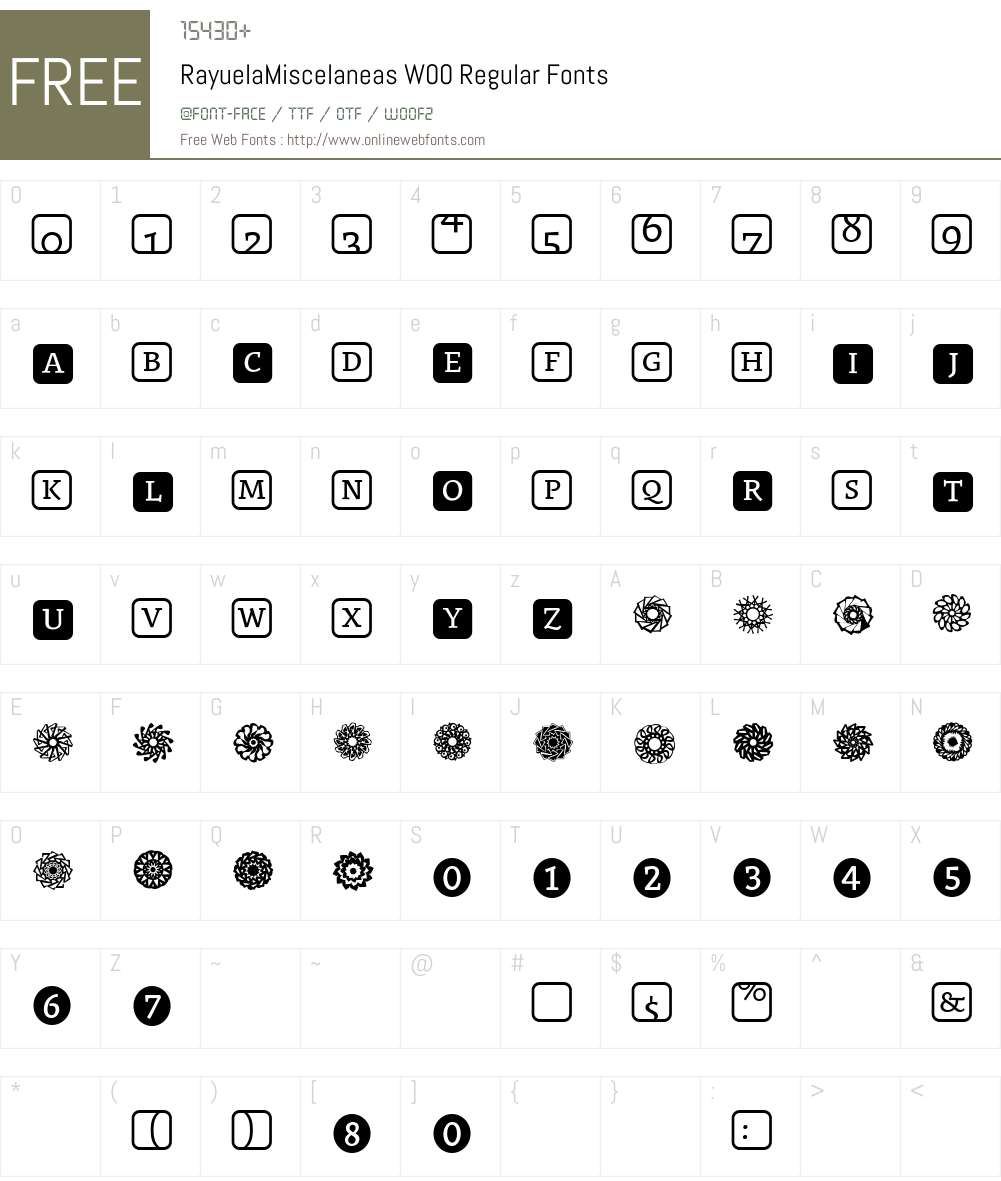 RayuelaMiscelaneasW00-Rg Font Screenshots