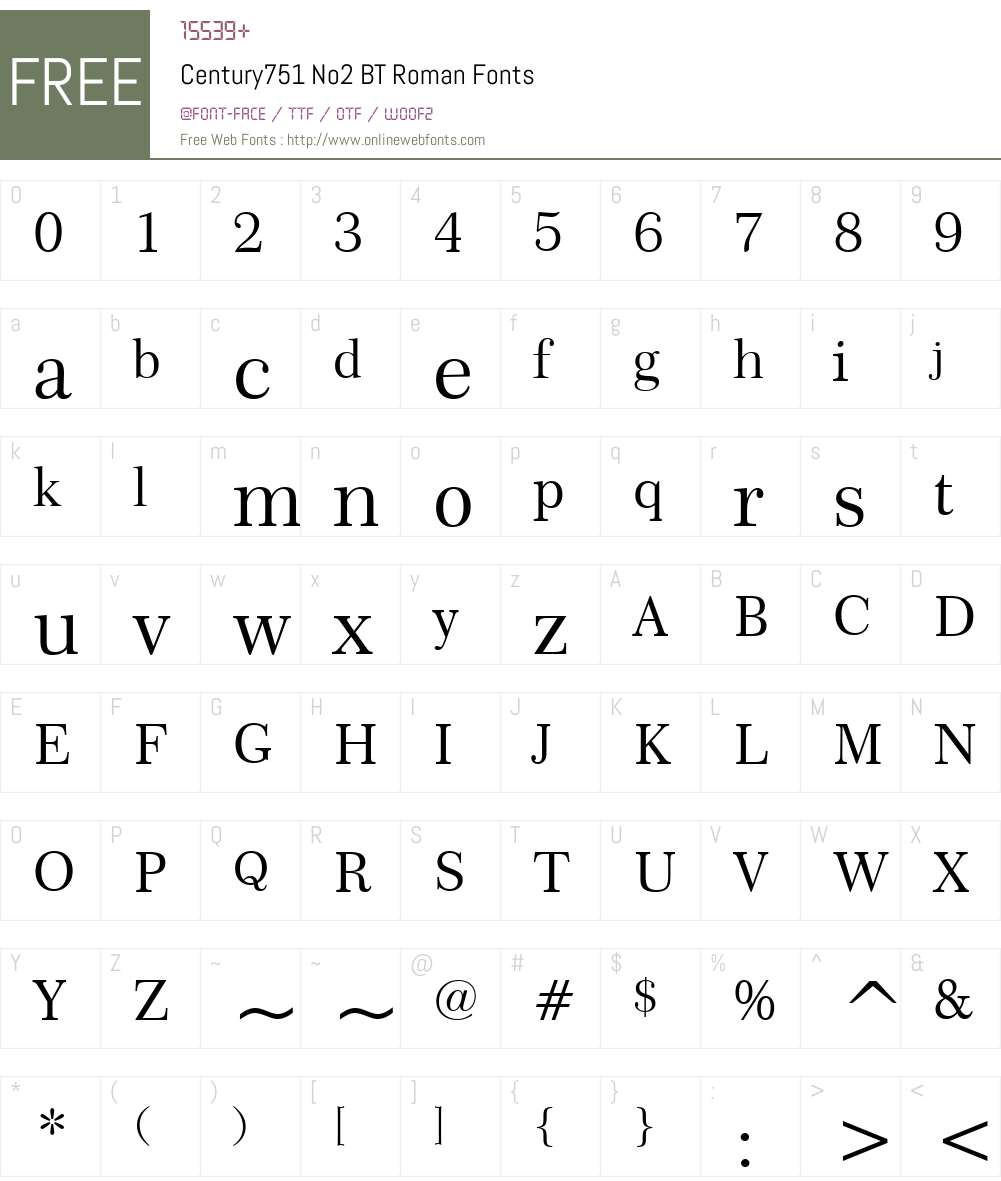 Century751 No2 BT Font Screenshots