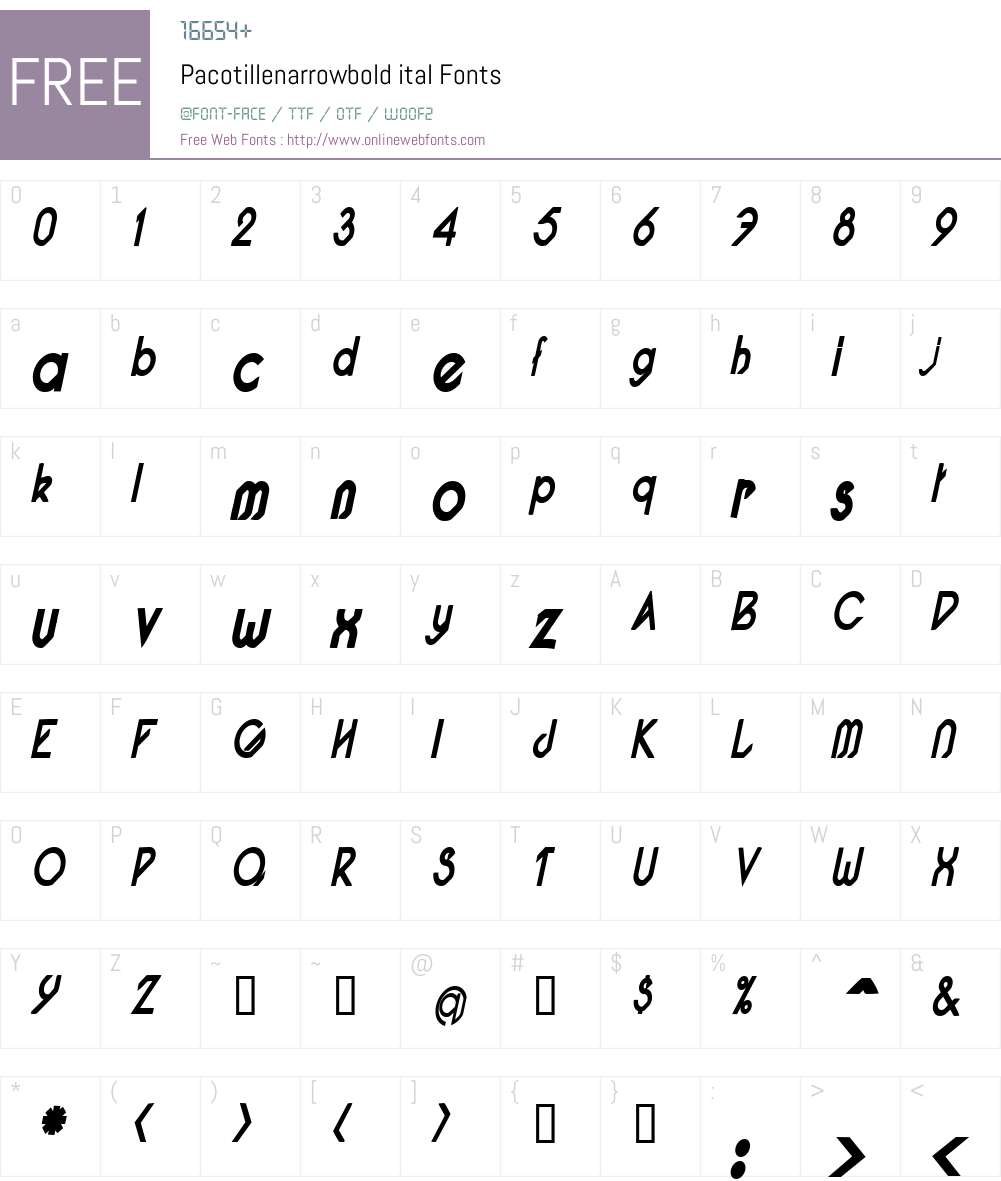 Pacotillenarrowbold Font Screenshots
