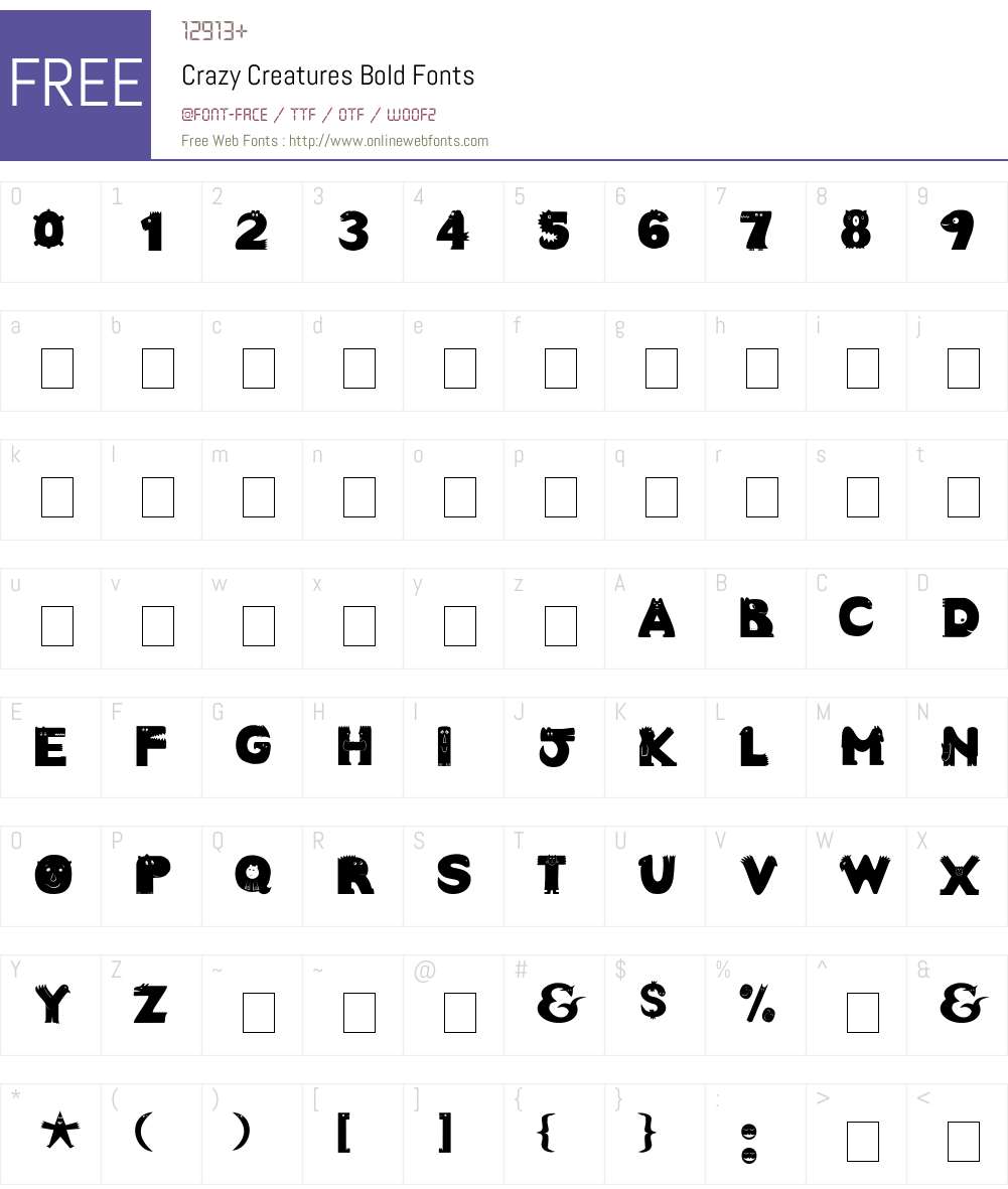Crazy Creatures Font Screenshots