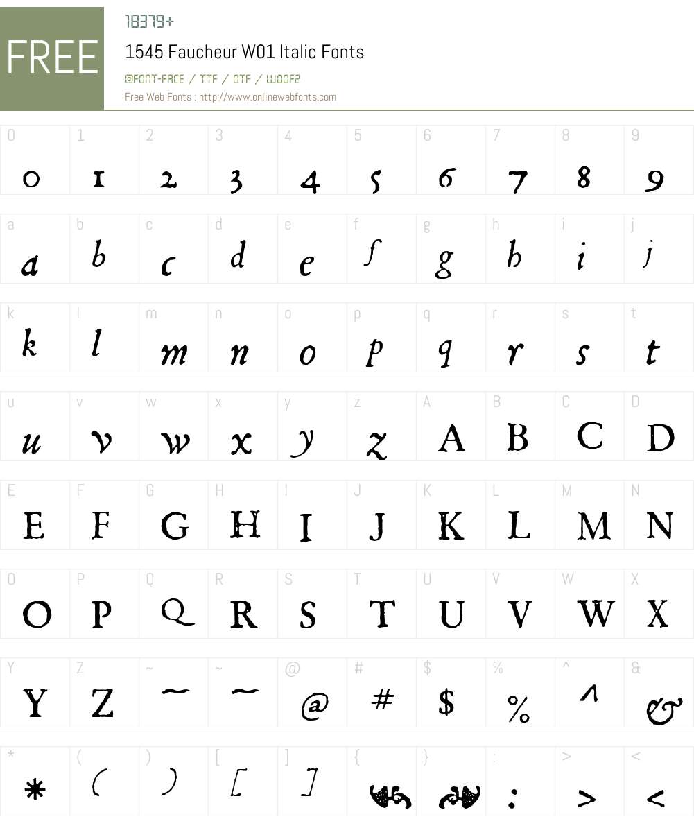 1545FaucheurW01-Italic Font Screenshots