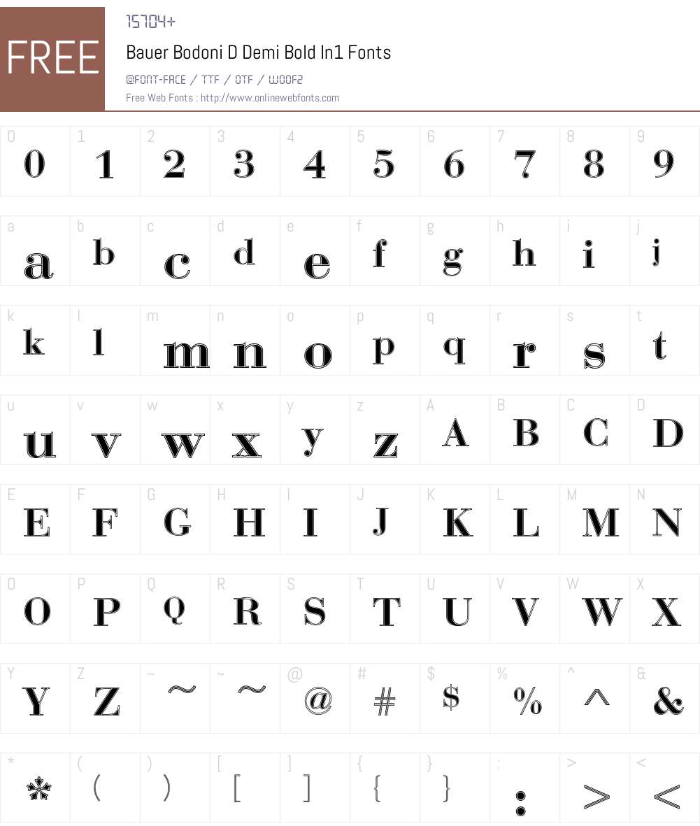 Bauer Bodoni D In1 Font Screenshots
