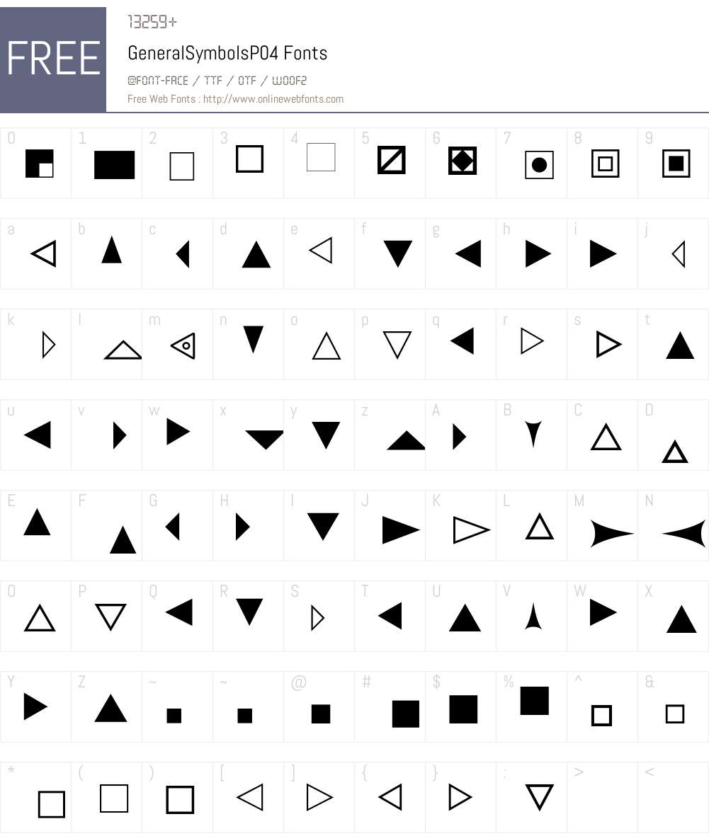 GeneralSymbols Font Screenshots