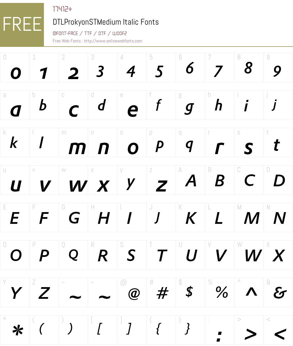DTLProkyonSTMedium Font Screenshots