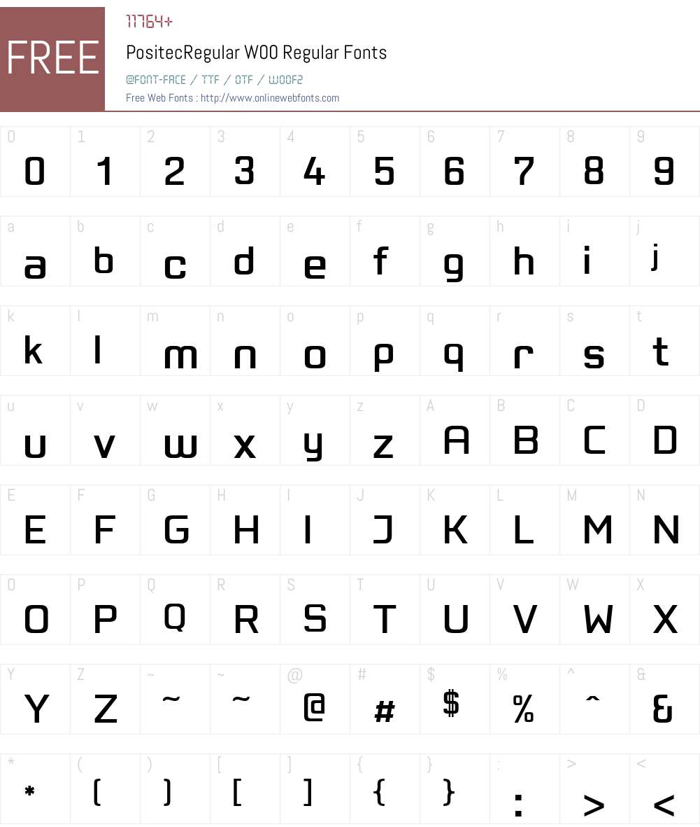 PositecRegular Font Screenshots